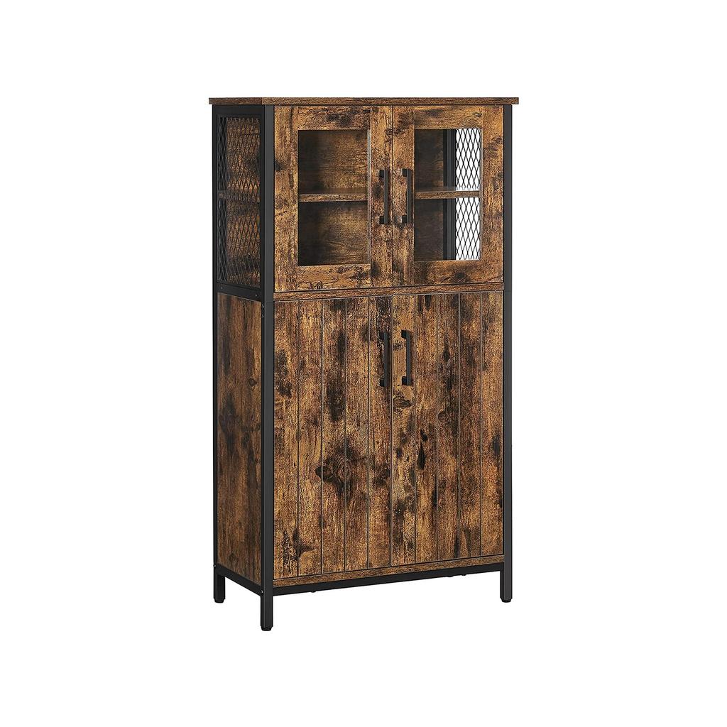 VASAGLE Storage Cabinet, Multipurpose Cupboard, Sideboard, Adjustable Shelf, Bathroom Cabinet, Steel Frame, for Living Room Kitchen, Industrial Style