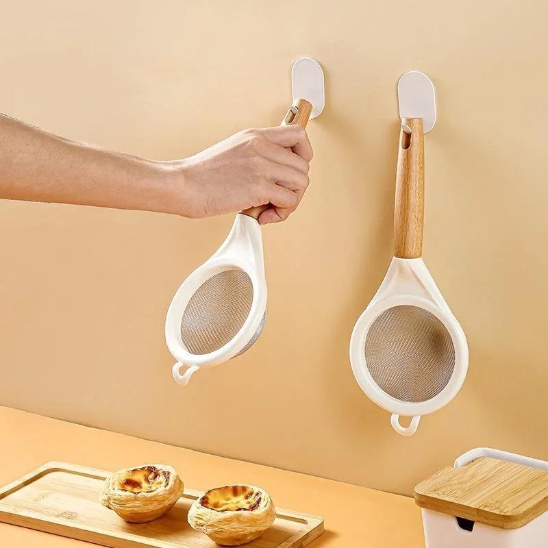 Сито для муки из нержавеющей стали, сахарный порошок, сок, соевое молоко, пенопластовый фильтр, тонкий фильтр с деревянной ручкой, бытовые кухонные инструменты для выпечки