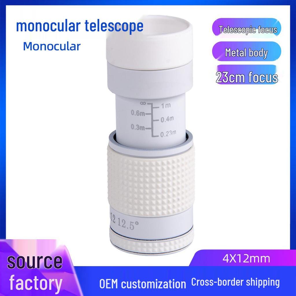 Global Eagle 4x12mm White HD Monocular Telescope with High Magnification and Night Vision for Concerts