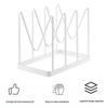 Kitchen Pot Lid Stand with Anti-skid Mat 4 Compartments V-shaped Cutting Board
