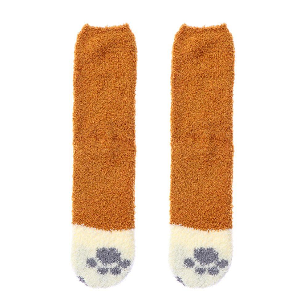 gift Fluffy Thickening Plush Sleep Bed Sock Floor Socks Cashmere Sox Coral velvet socks Paw pattern