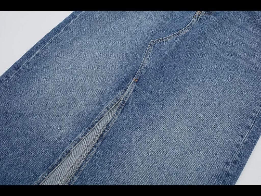 Осенняя женская джинсовая юбка-боксер с разрезом спереди 2023 года