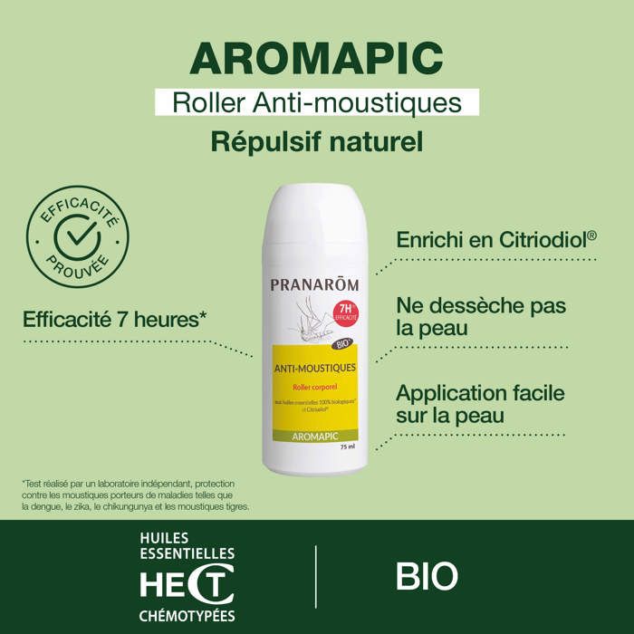 Pranarom Aromapic Roller Anti-Moustiques Bio 75ml