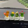Simulation Cactus Ornament Automotive Ornament Transparent Potted Ornament Desktop Crafts Decoration Computer Home Decoration