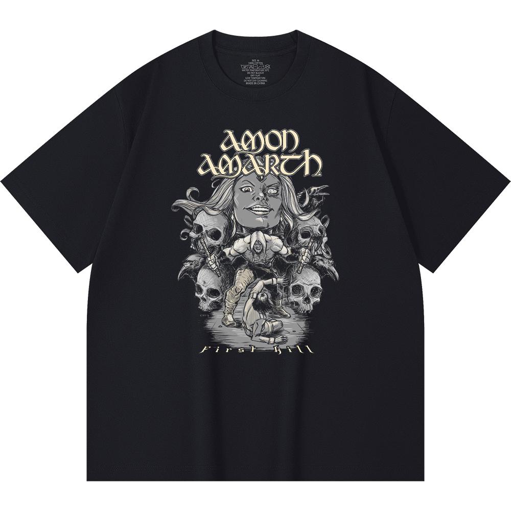 Хлопковая футболка плотностью 230 г/м² 100% Хлопок Heavy Metal Футболка с принтом рок-группы Популярная музыка Унисекс Тяжелая хлопковая футболка