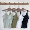 Women Chest Wrap Camisole Summer Lace Tank Top Slim Fit Vest Sleeveless Base V-neck Camisoles Adjustable Strap Chest Pad Tops