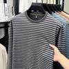 Осенняя ретро полосатая мужская футболка с круглым вырезом и длинным рукавом, модная, повседневная, универсальная, нижняя рубашка, топ, мужская