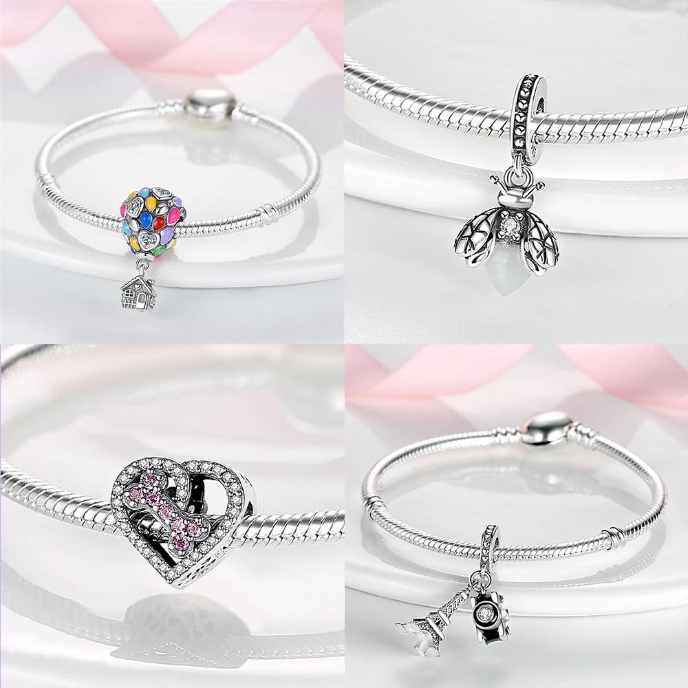 Pink Butterfly Luminous Firefly Dangle New Copper Charms Bead Fit Bangle Bracelet Necklace Diy Jewelry Women Gift