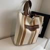 Tote Bag Women's Striped Canvas Shoulder Bag Student Class Hand Bag
