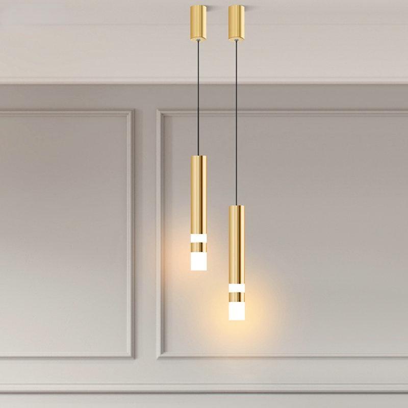 Золотой подвесной светильник для спальни, прикроватное освещение, AC 220 В, длинный кабель, светодиодный подвесной светильник, светильник для столовой, бара