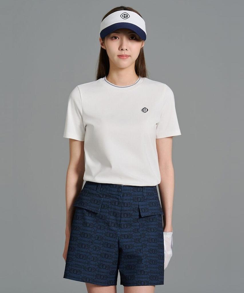 BEANPOLE GOLF Женская футболка с круглым вырезом и короткими рукавами с деталью на спине - Слоновая кость