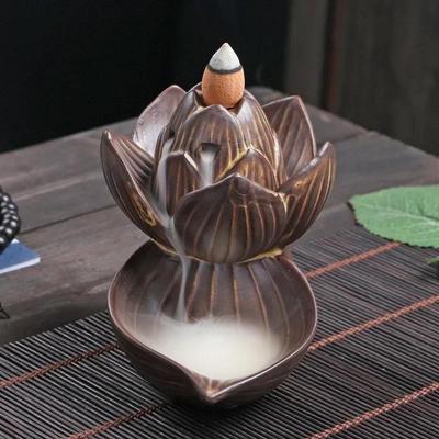 2024 Новая антикварная курильница Lotus Backflow Керамическая ароматерапия Водопадная курильница Креативные керамические украшения