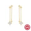Stylish And Simple Ins Wind S925 Sterling Silver Petal Diamond Chain Tassel Thin Earrings Stud Earrings