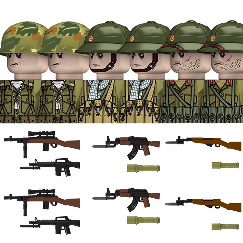 Военные солдаты Второй мировой войны Фигурки Строительные блоки Армия США 101-я воздушно-десантная дивизия Вьетнамская американская армия Медицинское Оружие Кубики Игрушки