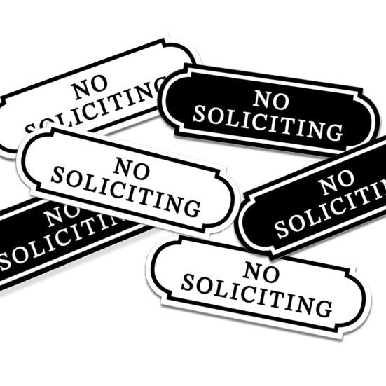 10Pcs Small No Soliciting Signs Self-adhesive Stickers Waterproof PVC Fade-Resistant No Solicitation Stickers