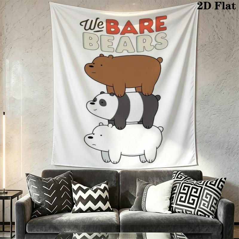 We Bare Bears Wall Tapestry Aesthetic Wall Hanging Printed Fabric Blanket Decorative Tapestries for Bedroom Living Room Home Decor