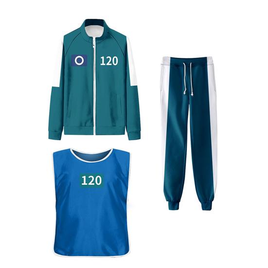 Calamari Games Cosplay Costume Three-piece Set Sweatshirt Tracksuit Set Jacket Vest Pants Unisex Sweatshirts Sports Suit for Adult Kids