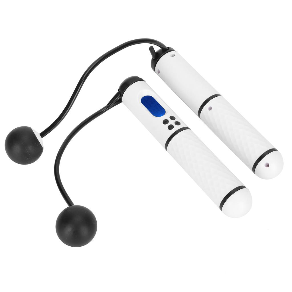 Skipping Rope Intelligent Electronic Counting Exercise Jumping Rope Fitness Equipment(White Black )