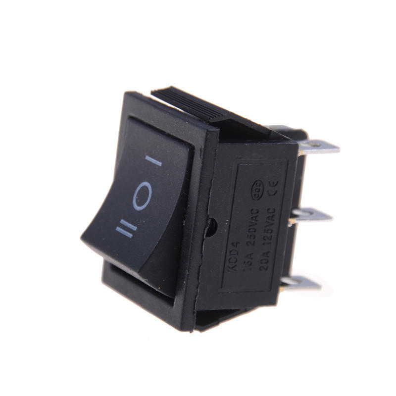 1Pcs Kcd4 Rocker Switch Black Dpdt On/Off/On 6 Pin 16A/250Vac 20A/125Vac