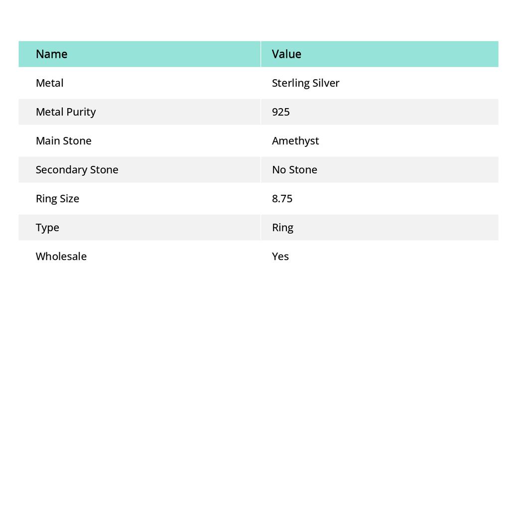 Natural Amethyst Gemstone Handmade 925 Sterling Silver Ring Size 8.75 b1O35