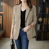 Women Notched Lapel Long Sleeve Solid Color Casual Cardigan Blazer