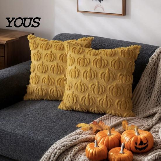 Machine Washable Pillow Protector Plush Pumpkin Cushion Cover, Halloween Throw 18 x Fall Home Decor for Living Room Inches Maple Leaf Case Sofa Couch