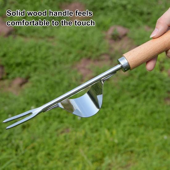 Из нержавеющей стали для удаления сорняков, садовый ручной прополочник, ручной прополочник с деревянной ручкой для двора, газона, фермерского инструмента для прополки