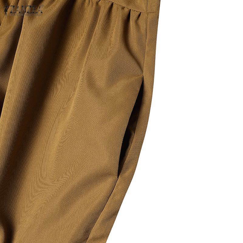 ZANZEA Женские Повседневные Длинные Комбинезоны Без Рукавов С Открытыми Плечами и Широкими Штанинами