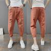 2023 Men's Korean Style Distressed Skinny Jeans - Trendy Cropped Slim Cuffed Harem Pants