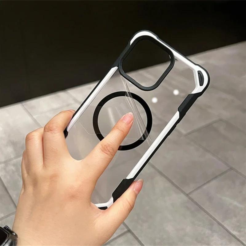For Magsafe Magnetic Wireless Charge Clear Case For iPhone 16 15 14 Plus 13 12 Pro Max Hybrid Armor Bumper Shockproof Hard Cover