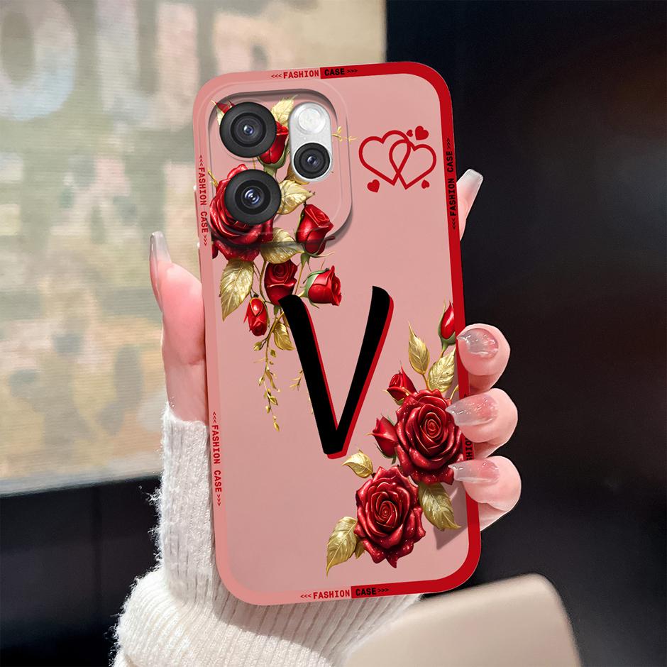For Oppo Reno15 Pro Reno15 F Cases Luxury Rose 26 Letters Shockproof Silicone Cover For OppoReno15F Fundas OppoReno15 Pro Bumper