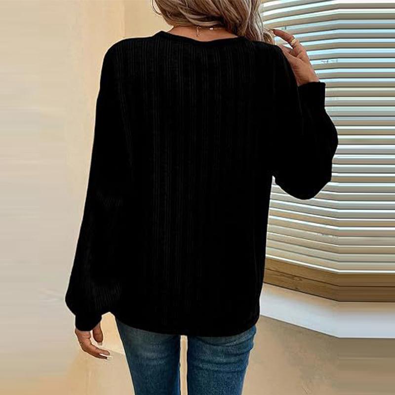 Круглый вырез Темперамент однотонный трикотажный пуловер женская футболка с длинными рукавами свободный повседневный топ осенняя нижняя рубашка