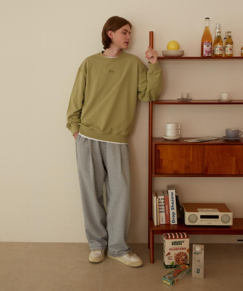 DIVINE DISTANCE Side Stitch Line Sweatpants [Grey Melange]