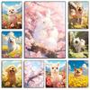 Color Animals Cartoon Portrait Posters Dogs Rabbit Alpaca Cat Prints Canvas Printing Wall Art Picture for Living Room Home Decor