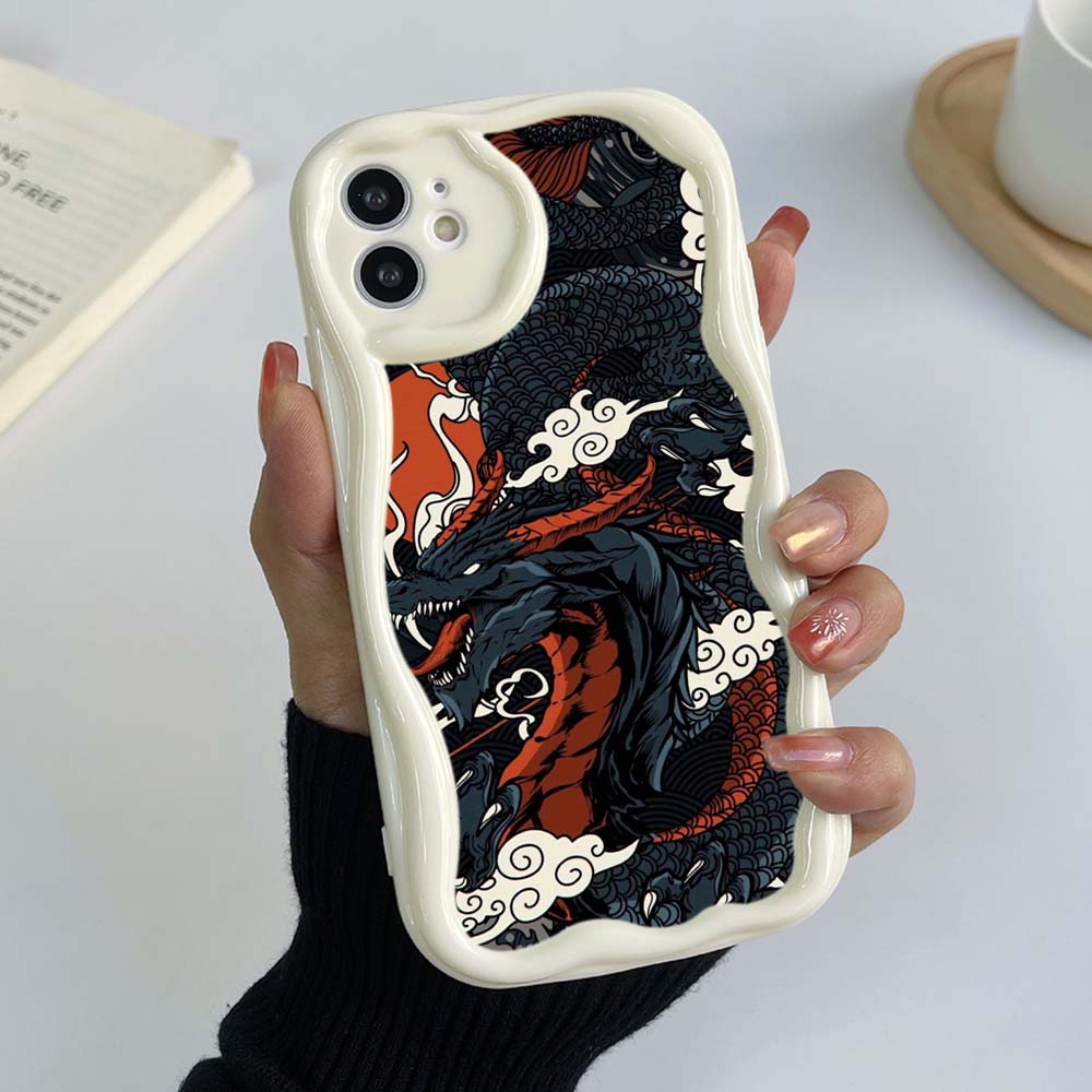 Чехлы для телефонов iPhone 11, 12, 13, 14, 15 Pro Max 78 Plus Infinix Hot 40 Realme C55 C35 OPPO A17 A96 A33, эксклюзивный дизайн Dragon, мягкий чехол кремового цвета