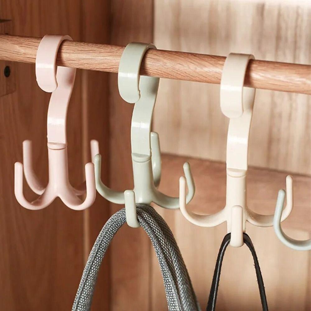 Plastic Four Claw Hooks Space Saving Spinner Hanger Belt Holder Hook Rotatable Hanger Hooks Home
