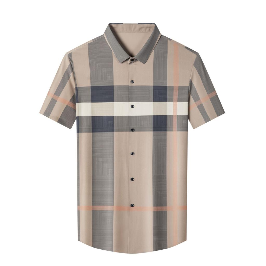 Новая мужская рубашка с коротким рукавом, летняя модная клетчатая рубашка для молодежи и среднего возраста, повседневная классическая мужская одежда с коротким рукавом