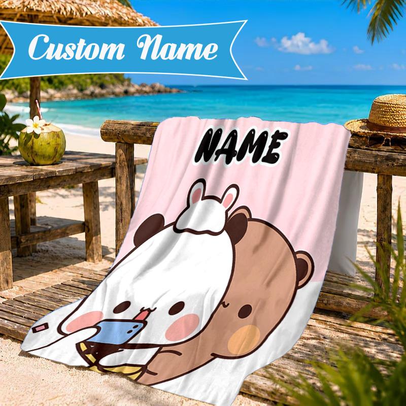 Custom Name Beach Towel Bobo Dudu Microfiber Beach Towel, Lightweight for Summer Travel, Swimming Pool Fan Birthday Gift