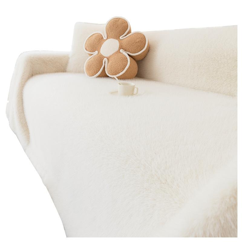 Зимнее норковое полотенце для дивана, кремовый стиль, чехол для дивана, нескользящее теплое одеяло для диванной подушки