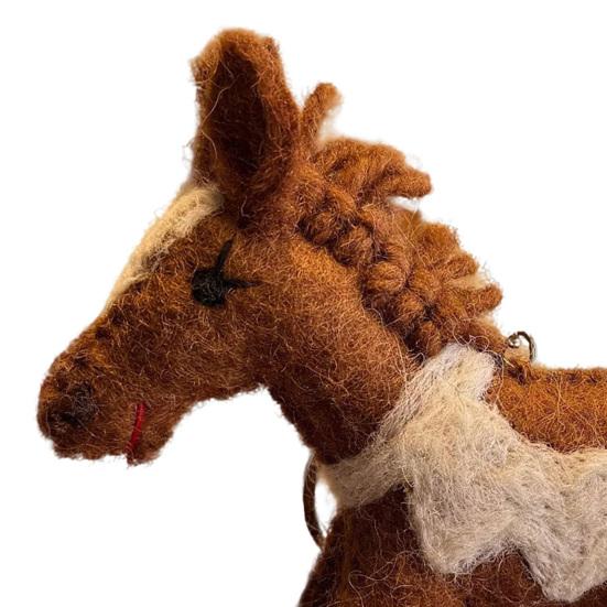 Винтажное ручное войлочное украшение-лошадка, символ Китайского Нового года, шерстяной животный амулет для украшения елки, дома, автомобиля, рюкзака