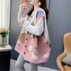 Autumn Women Sleeveless Buttons Vest Printing Sweaters Knitting Casual Style Loose Pink Sweater