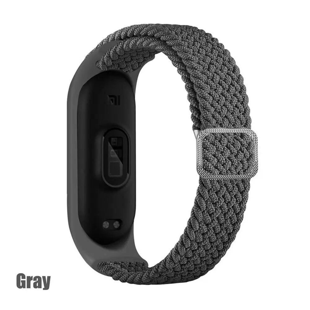 Тканый нейлоновый ремешок для Mi Band 8 7 6 Эластичный регулируемый нейлоновый браслет для Xiaomi Mi Band 4 3 5 6 7