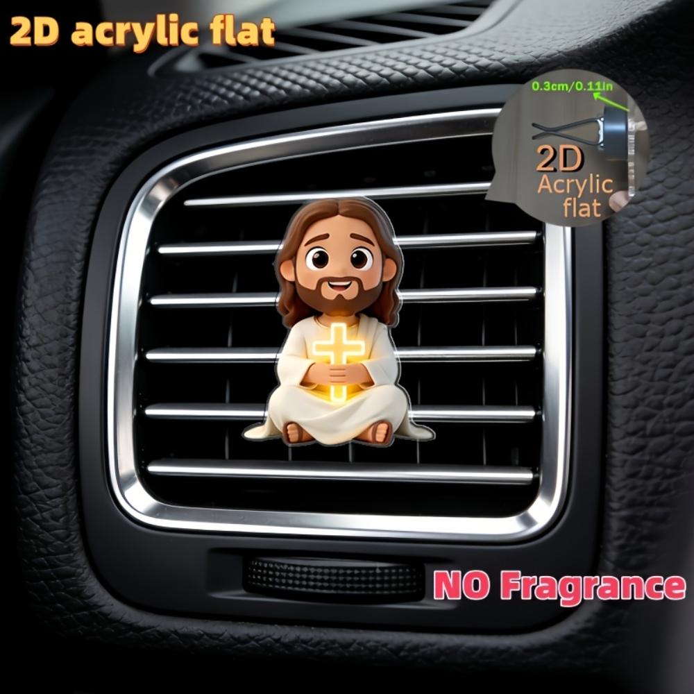2D flat prayer car vent clip decorative diffuser (fragrance not included), car interior decoration, aromatherapy clip, ideal for holiday gifts