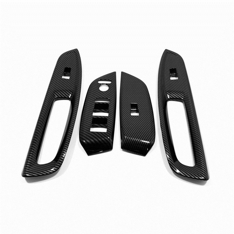 Car Door Armrest Panel Cover Window Glass Lift Switch Button Trims For Honda Fit Jazz GR RHD ABS Carbon Fiber Accessories