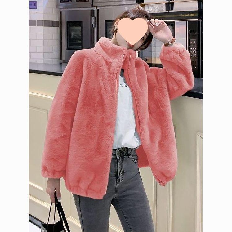 Куртка из толстого двухстороннего флиса большого размера, флисовый теплый меховой топ, новинка осени и зимы, кардиган с воротником-стойкой, свободный коралловый флис