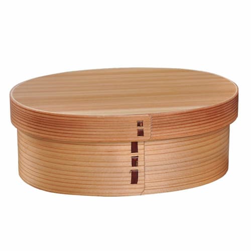 Deep In the Mountains Bento Box, Magewappa Bento Box, Oval, Natural Wood and Lacquerware, Medium Size, with Dividers, Moisture-Retaining, Eco-Friendly