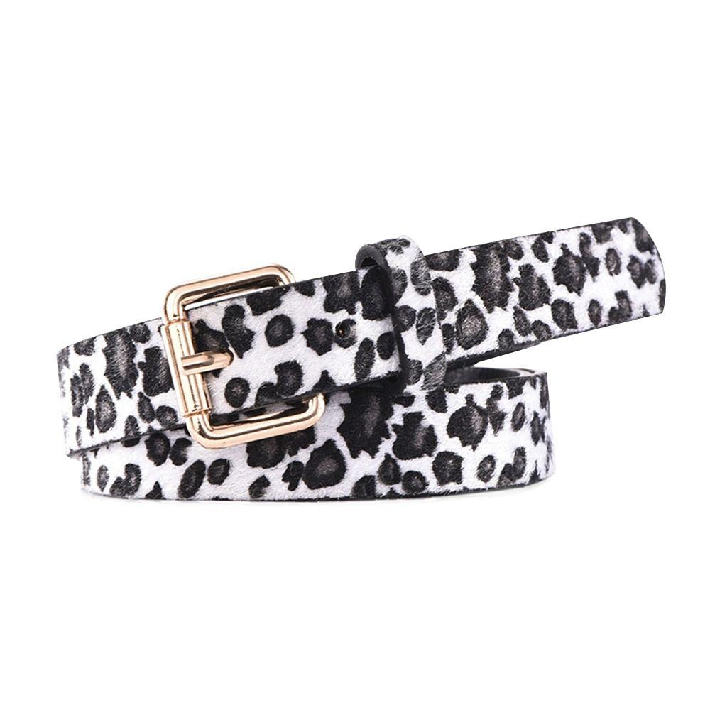 Leopard Print Serpentine Thin Waist Strap Pin Buckle Waistband Trouser Dress Belts Leather Belt