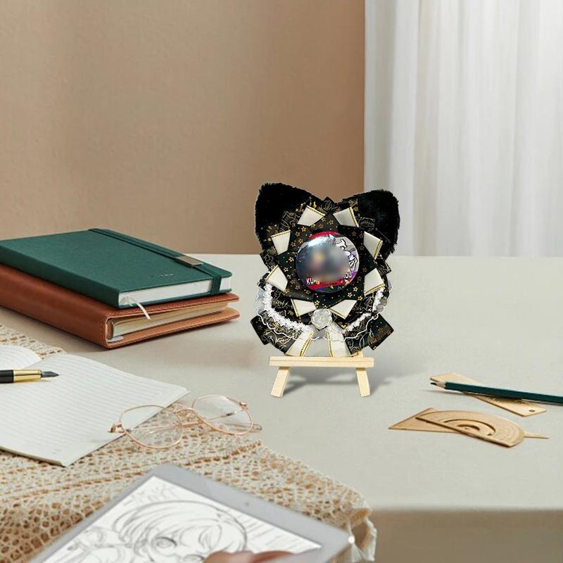 1PC Fabric Ins Style Handmade Diy Badge Holder Anime Peripheral Barrette Holder Cute Cat Ear Display Holder Multi-Colour