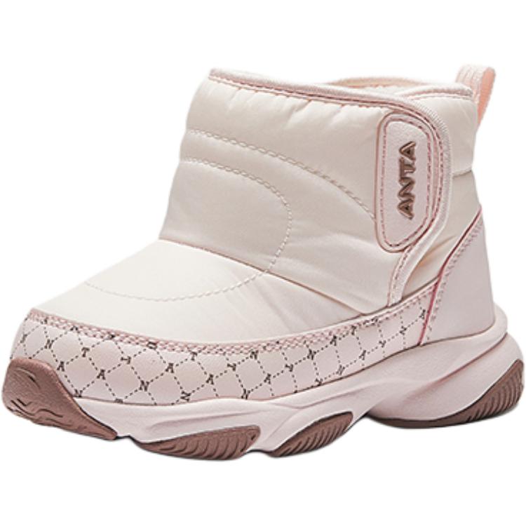 Anta Kids Fashion Versatile Plush Non-Slip Warm Boots Baby Boots Pink White A22440057-1