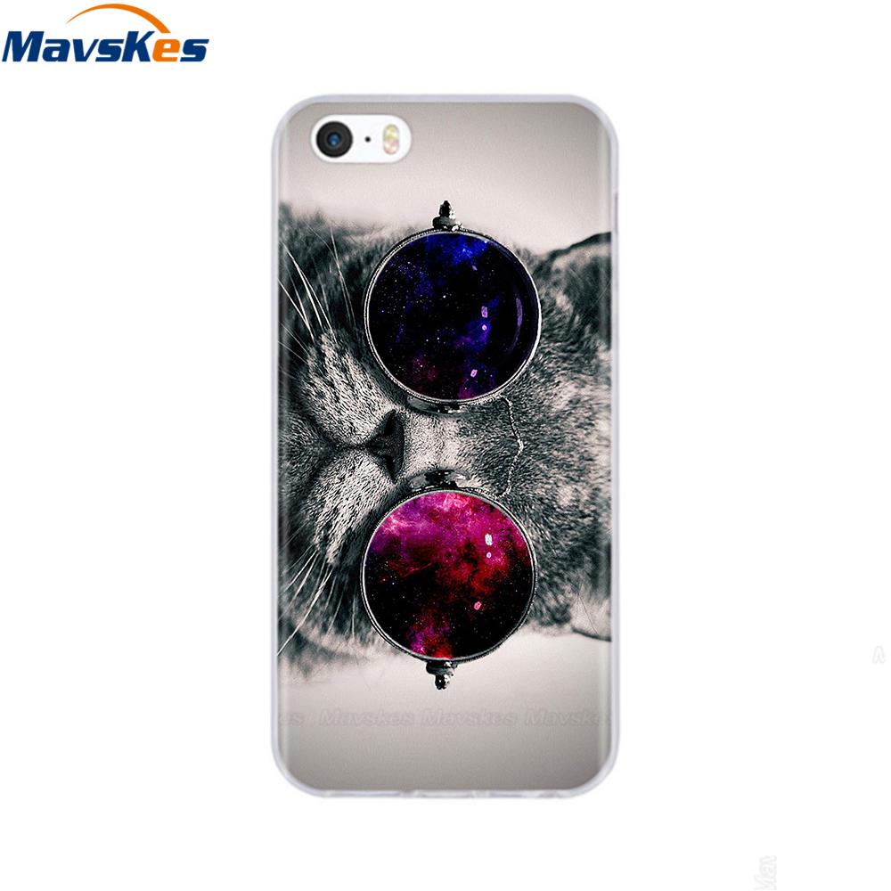 Мягкий чехол из ТПУ для iPhone 4 4s 5 5s SE 6 6s милый мультяшный кот цветок модный силиконовый чехол-бампер для телефона полная защита